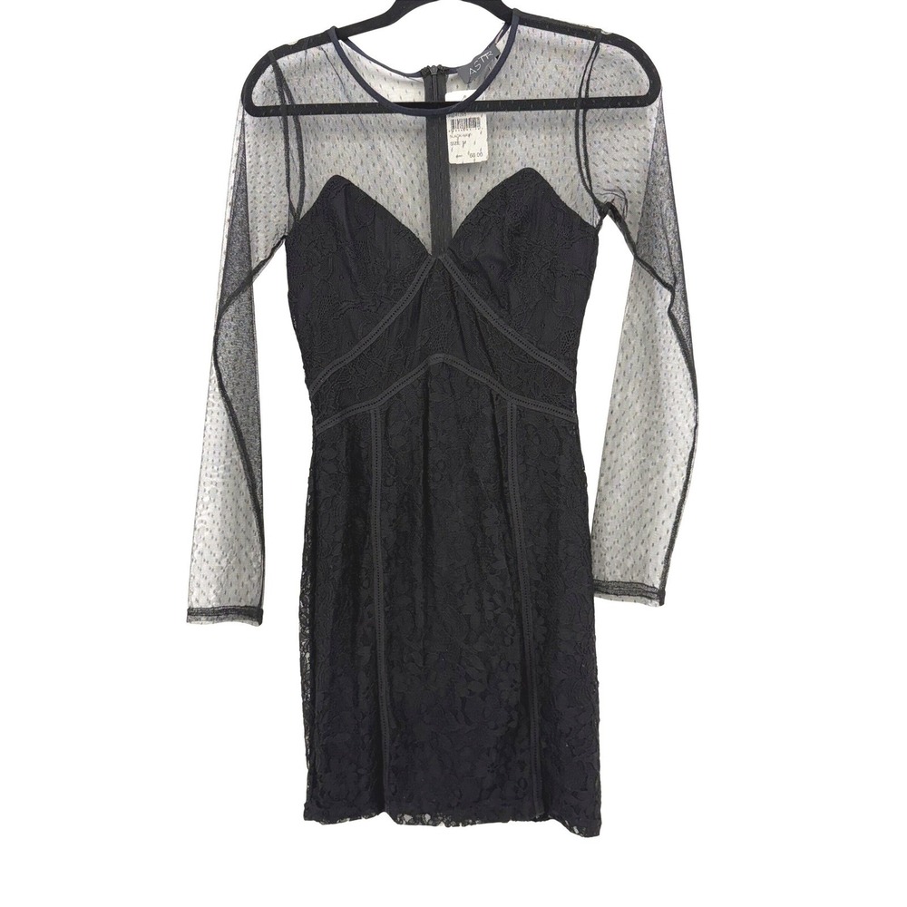 ASTR Black Lace Mesh Illusion Bodycon Mini Dress NWT Gothic Whimsigoth M